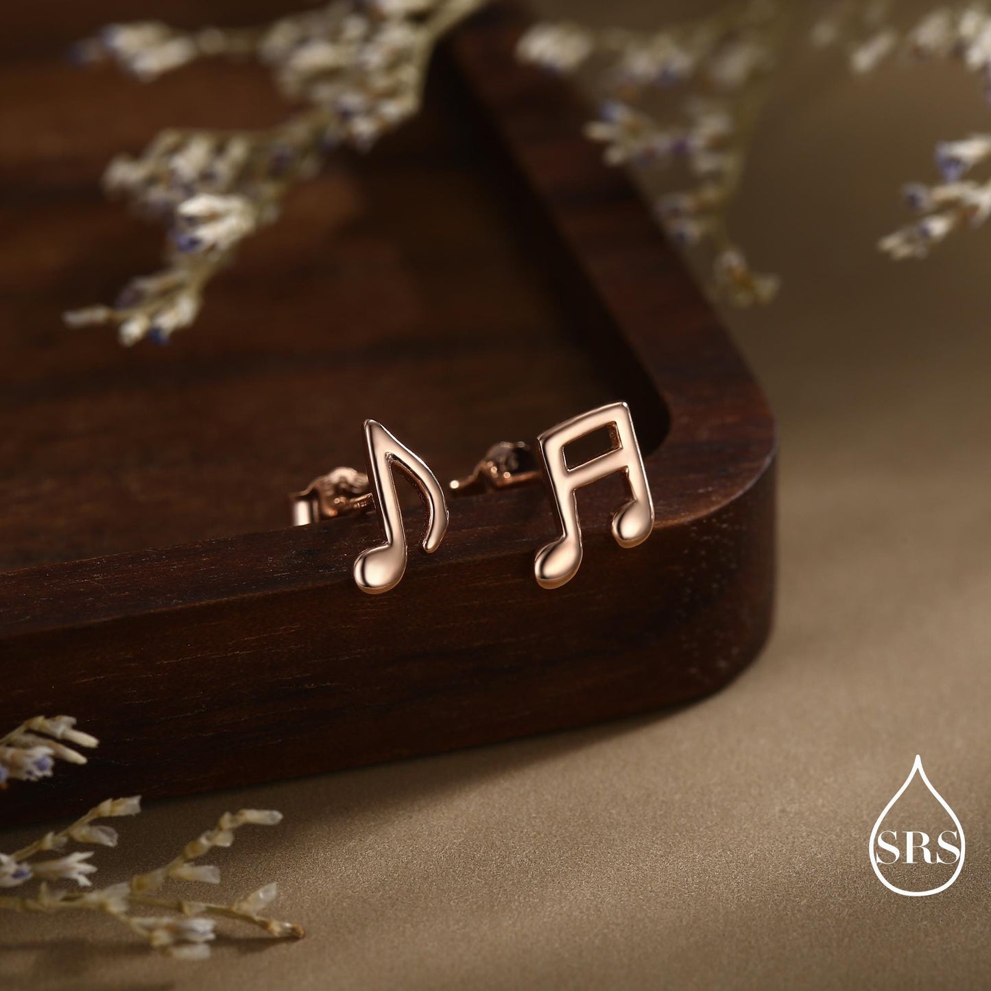 Music Notes Screw Back / Flat Back / Stud Earrings in Sterling Silver, Mismatched Music Symbol Stud Earrings