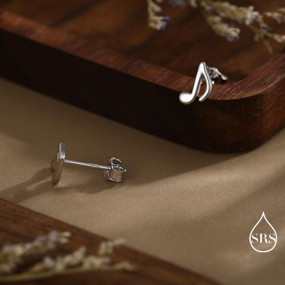 Mismatched Music Notes Stud Earrings in Sterling Silver, Music Symbol Stud Earrings, Cute Fun Earrings for Music Lover