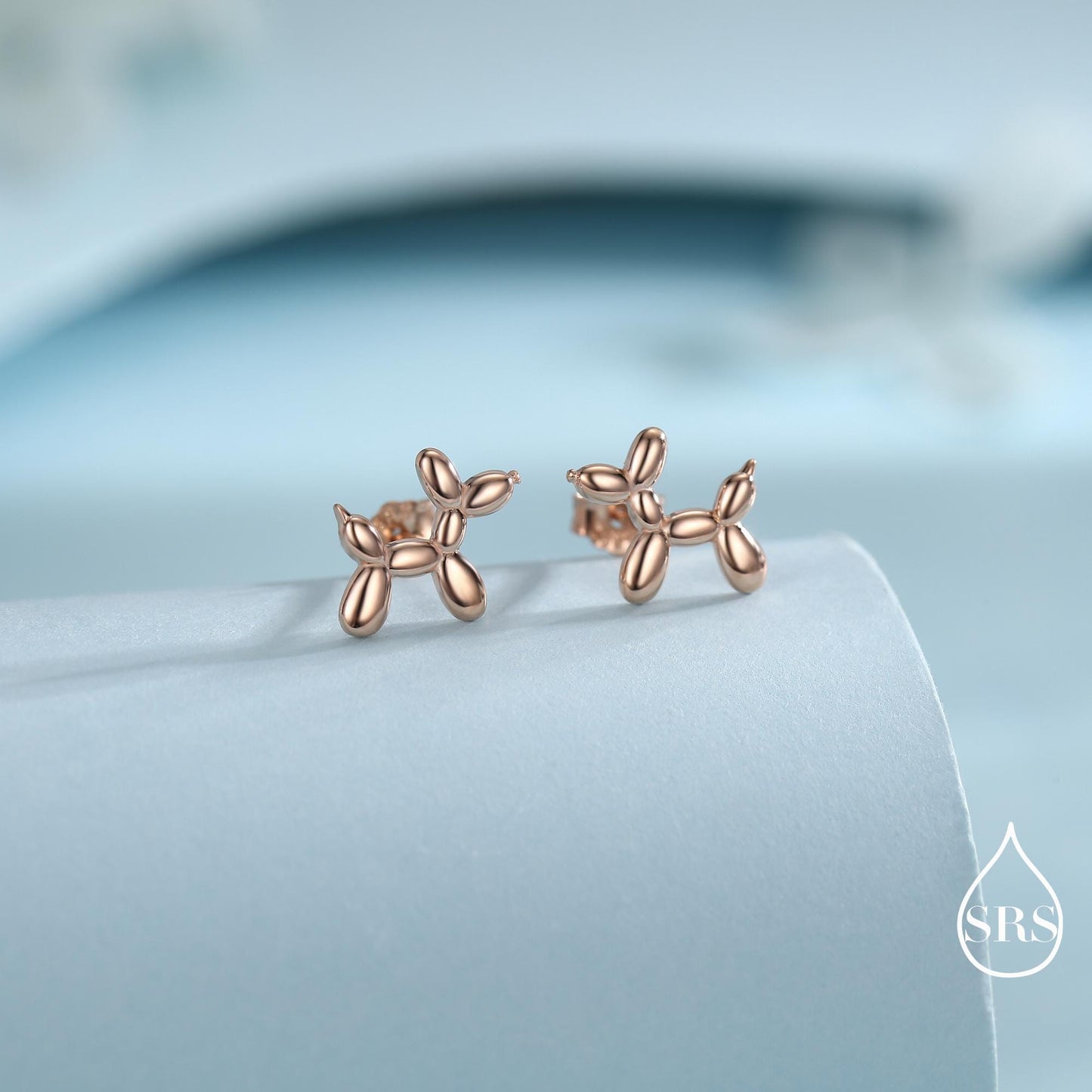 Balloon Dog Stud Earrings in Sterling Silver - Quirky Poodle Dog Earrings - Silver or Gold or Rose Gold, Fun, Whimsical and Pretty