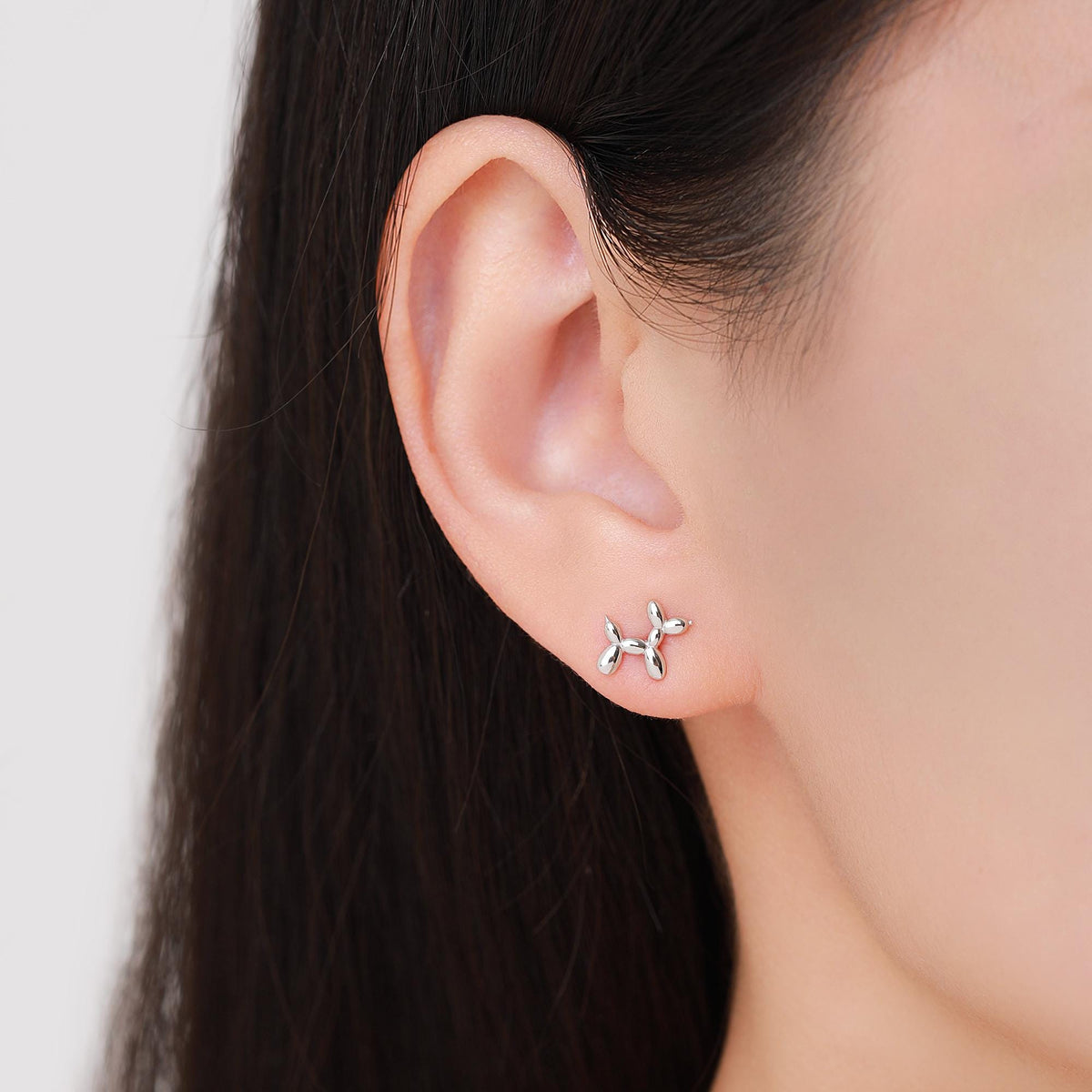 Balloon Dog Stud Earrings in Sterling Silver - Quirky Poodle Dog Earrings - Silver or Gold or Rose Gold, Fun, Whimsical and Pretty