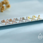Three Marquise CZ Stud Earrings in Sterling Silver, Silver, Gold or Rose Gold, Three CZ Earrings, Trinity Earrings