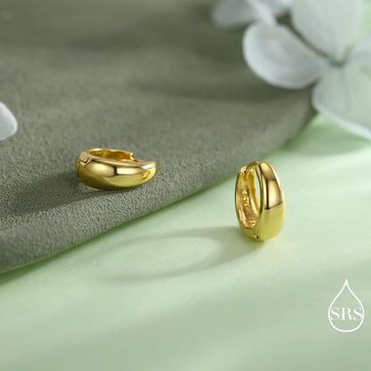 Mini Chunky Hoop Earrings in Sterling Silver, Chubby Hoop Earrings, Chunky Hoop Earrings, Silver or Gold