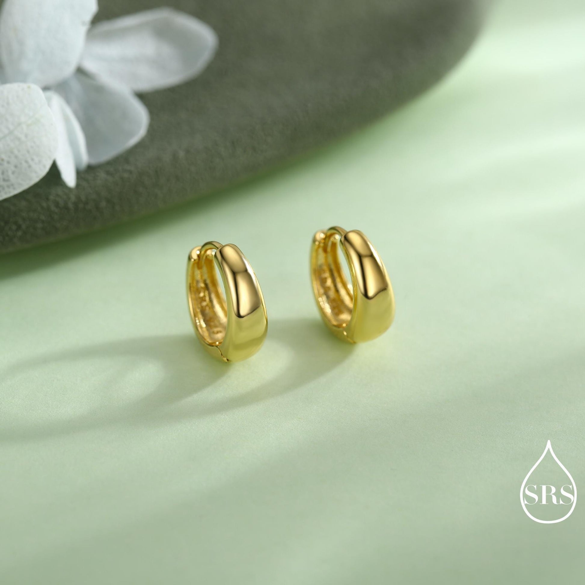 Mini Chunky Hoop Earrings in Sterling Silver, Chubby Hoop Earrings, Chunky Hoop Earrings, Silver or Gold