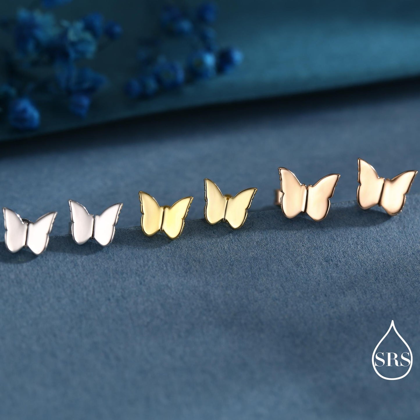 Small Pair Butterfly Stud Earrings in Sterling Silver, Silver, Gold or Rose Gold, Butterfly Earrings, Animal Earrings, Butterfly Earrings
