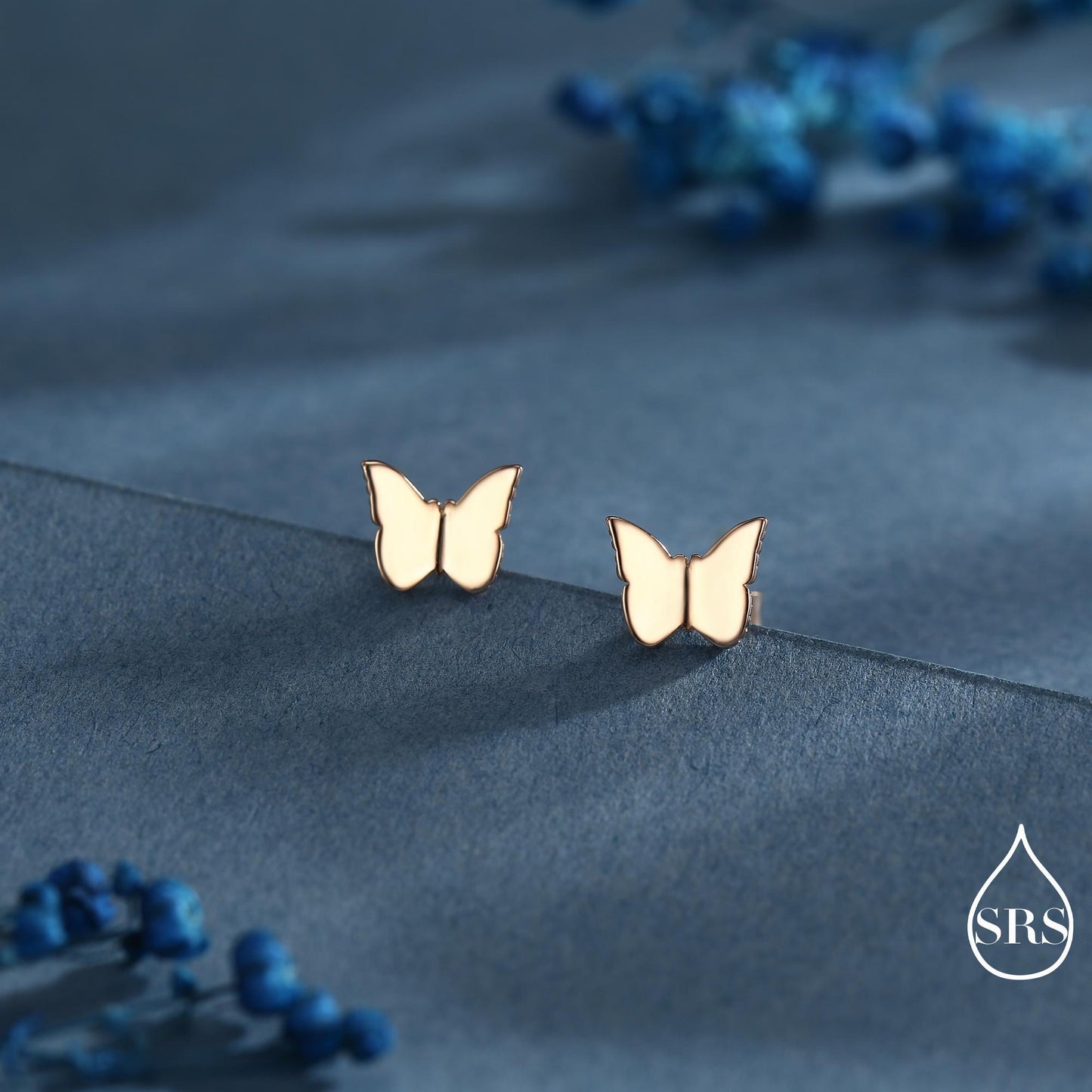 Small Pair Butterfly Stud Earrings in Sterling Silver, Silver, Gold or Rose Gold, Butterfly Earrings, Animal Earrings, Butterfly Earrings