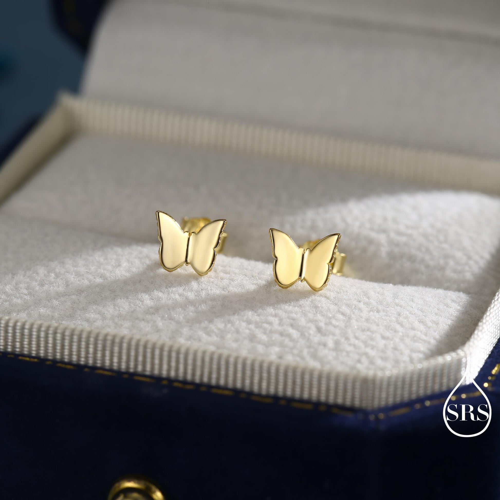 Small Pair Butterfly Stud Earrings in Sterling Silver, Silver, Gold or Rose Gold, Butterfly Earrings, Animal Earrings, Butterfly Earrings