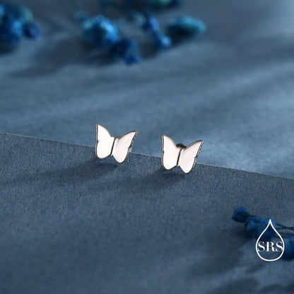 Butterfly Stud Earrings in Sterling Silver, Cute Dainty Minimal Jewellery