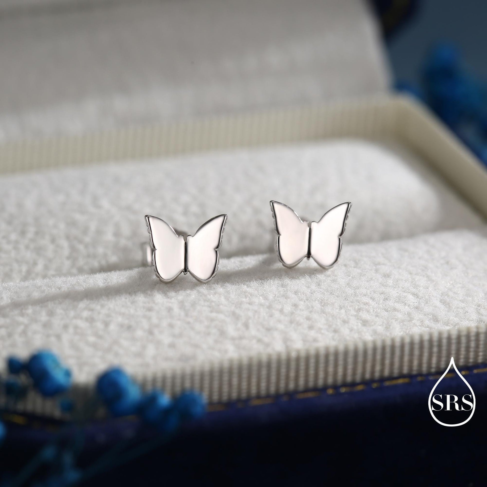 Tiny Butterfly Stud Earrings in Sterling Silver, Cute Dainty Minimal Jewellery