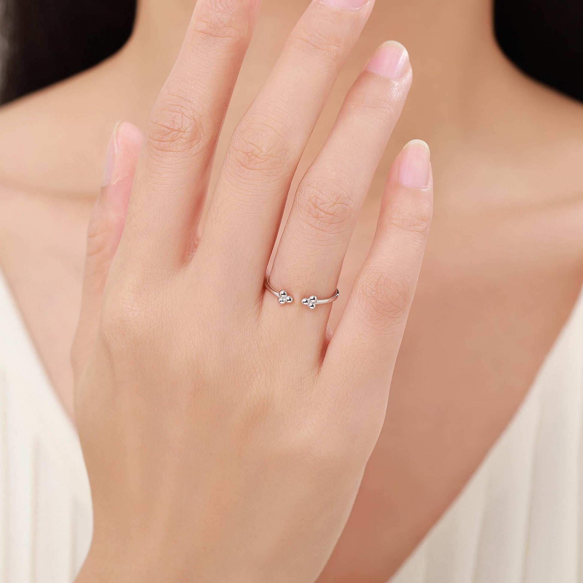 Sterling Silver Three Dot Ring, Adjustable Sized Ring, Three Ball Ring, Trinity Ring, Open Ring, Stacking Rings