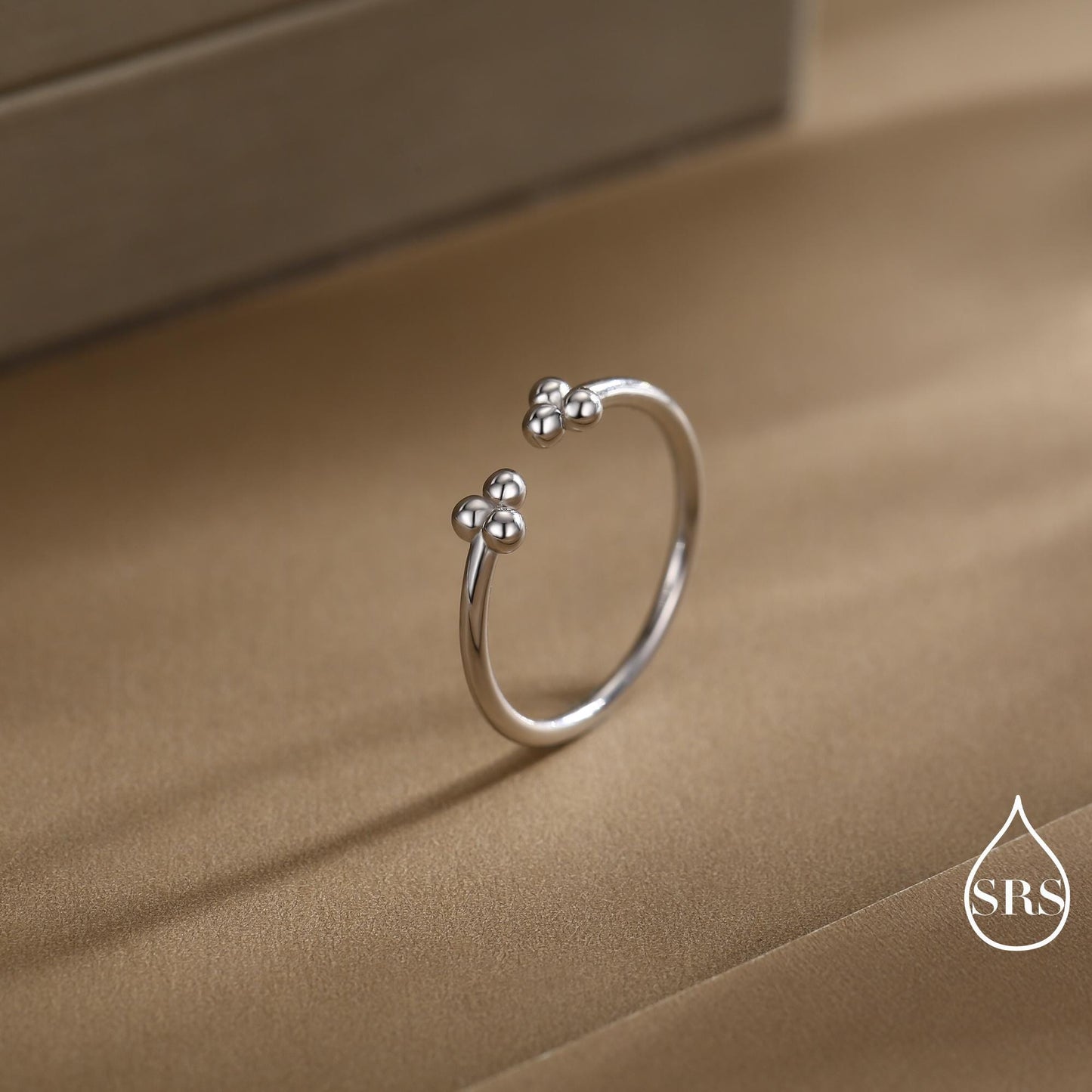 Sterling Silver Three Dot Ring, Adjustable Sized Ring, Three Ball Ring, Trinity Ring, Open Ring, Stacking Rings