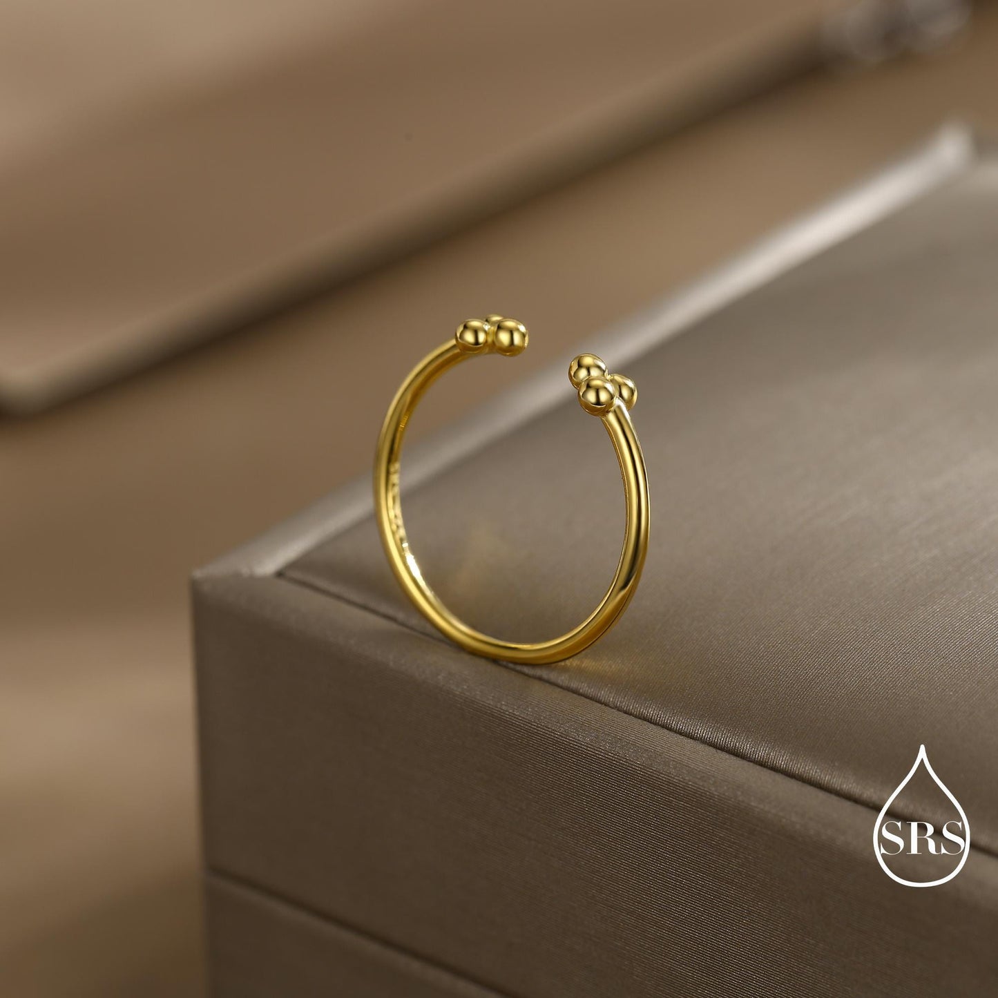 Sterling Silver Three Dot Ring, Adjustable Sized Ring, Three Ball Ring, Trinity Ring, Open Ring, Stacking Rings