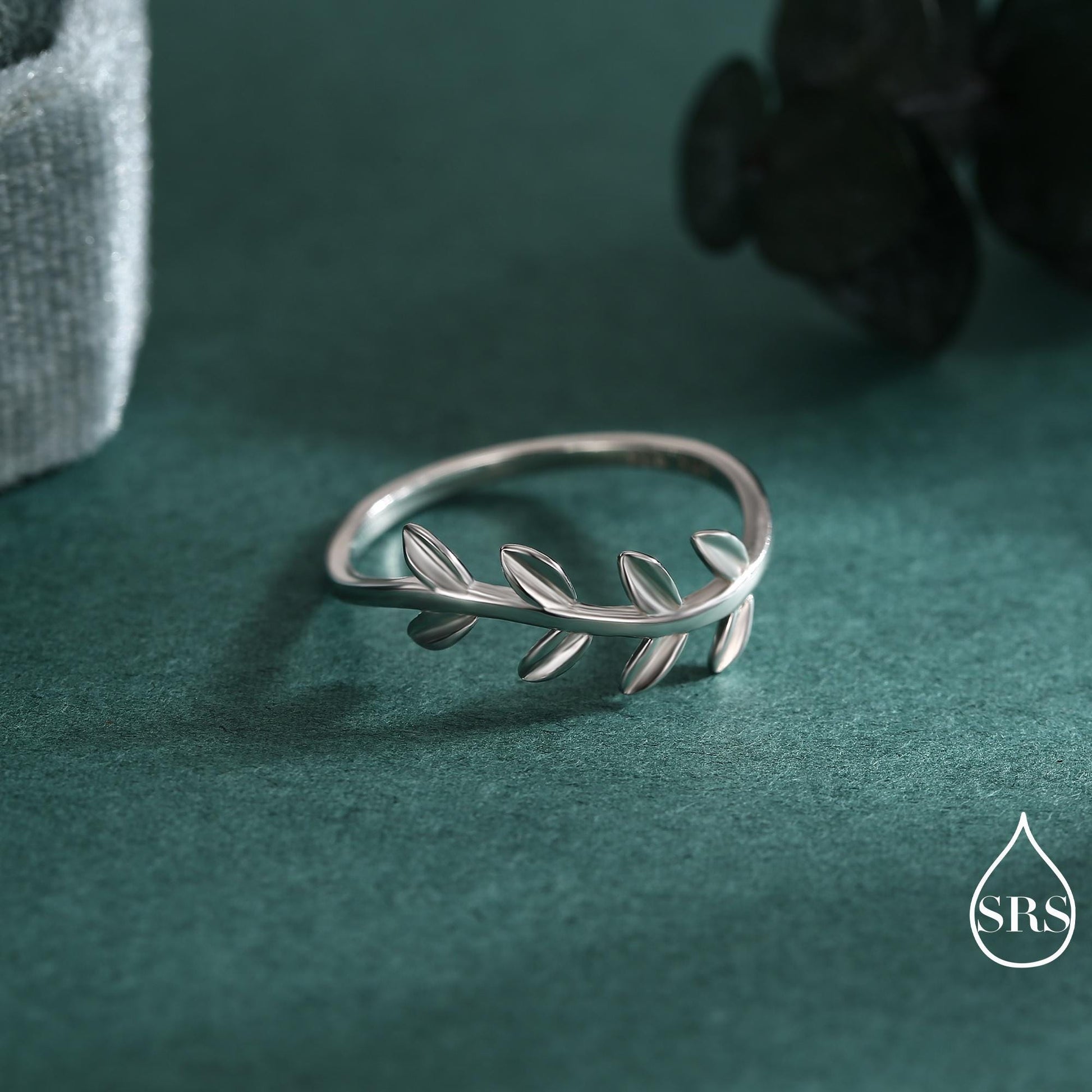 Sterling Silver Olive Leaf Ring, Dainty Leaf Ring, Olive Branch Nature Inspired Jewellery US 5 - 8