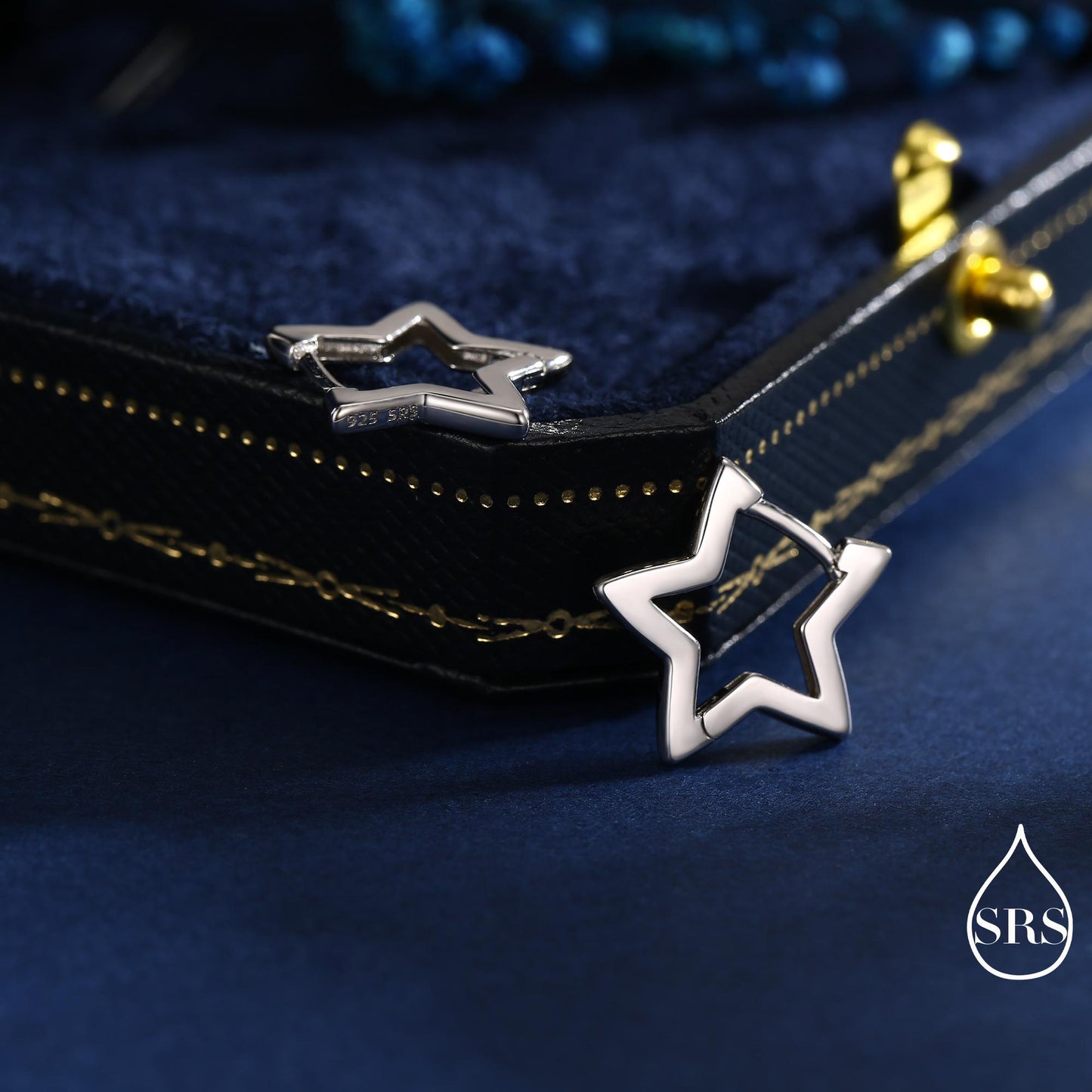 Star Huggie Hoop in Sterling Silver, Silver or Gold, Fun Star Hoop Earrings, Star Earrings