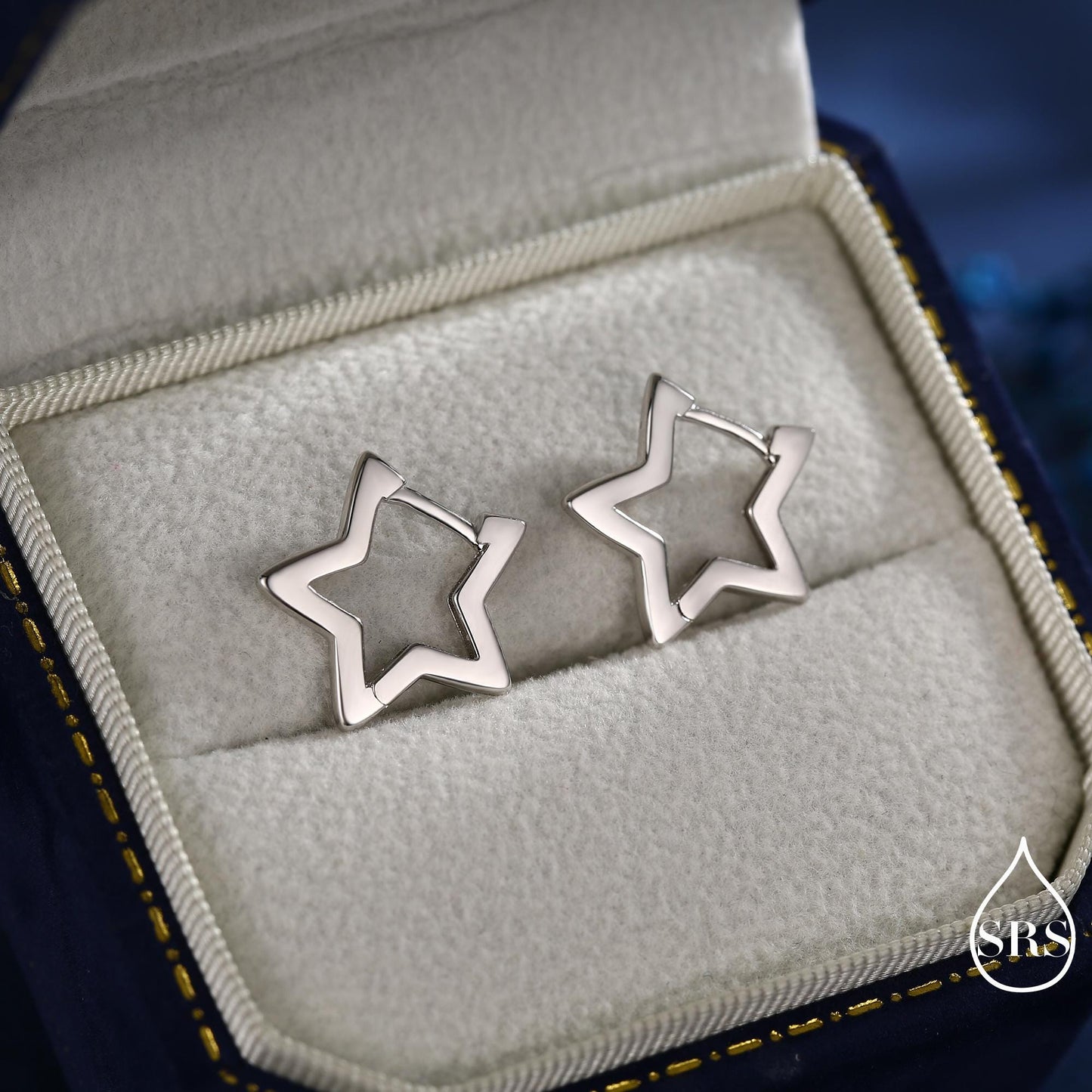 Star Huggie Hoop in Sterling Silver, Silver or Gold, Fun Star Hoop Earrings, Star Earrings