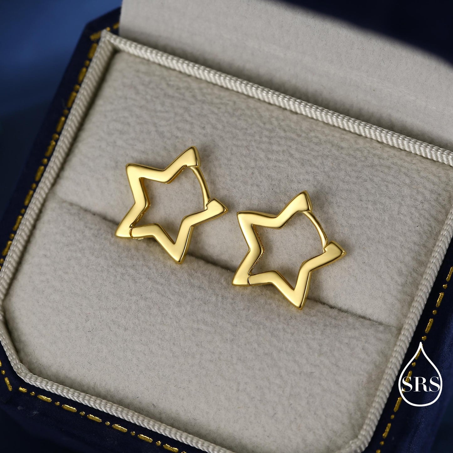 Star Huggie Hoop in Sterling Silver, Silver or Gold, Fun Star Hoop Earrings, Star Earrings