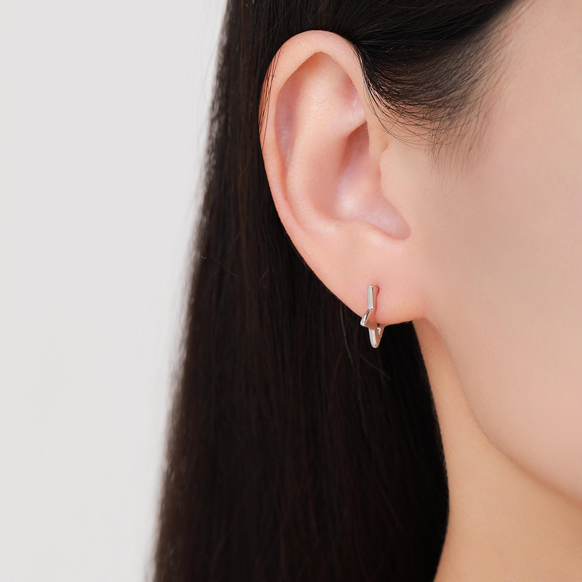 Star Huggie Hoop in Sterling Silver, Silver or Gold, Fun Star Hoop Earrings, Star Earrings