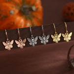 Death's-head Hawkmoth Moth Drop Hook Earrings in Sterling Silver, Silver Gold or Rose Gold, Nature Inspired Insect Animal Earrings