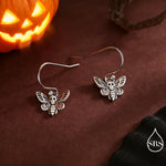 Death's-head Hawkmoth Moth Drop Hook Earrings in Sterling Silver, Silver Gold or Rose Gold, Nature Inspired Insect Animal Earrings