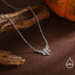 Sterling Silver Death’s-Head Moth Necklace – Gothic Insect Pendant with Skull Detail, Halloween Dark Aesthetic Jewellery by SRS