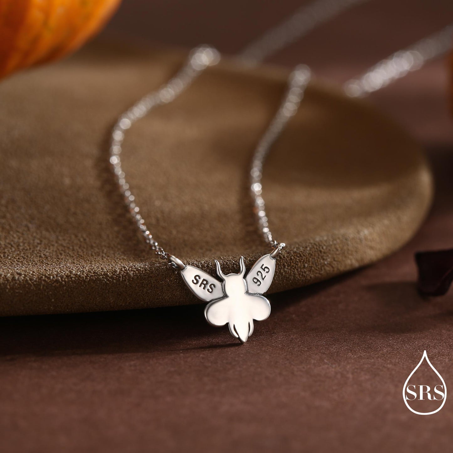 Sterling Silver Death’s-Head Moth Necklace – Gothic Insect Pendant with Skull Detail, Halloween Dark Aesthetic Jewellery by SRS