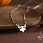 Sterling Silver Death’s-Head Moth Necklace – Gothic Insect Pendant with Skull Detail, Halloween Dark Aesthetic Jewellery by SRS