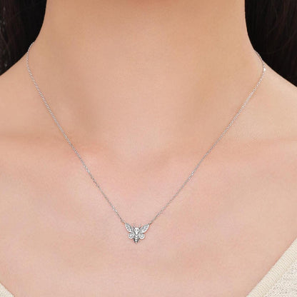 Sterling Silver Death’s-Head Moth Necklace – Gothic Insect Pendant with Skull Detail, Halloween Dark Aesthetic Jewellery by SRS