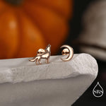 Mismatched Wolf and Moon Internally Threaded Flat Back /Screw Back / Stud Earrings in Sterling Silver, Silver, Gold or Rose Gold