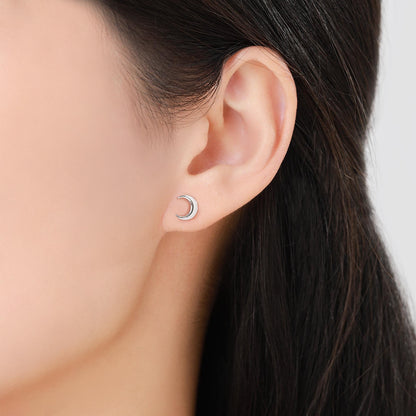 Mismatched Wolf and Moon Internally Threaded Flat Back /Screw Back / Stud Earrings in Sterling Silver, Silver, Gold or Rose Gold