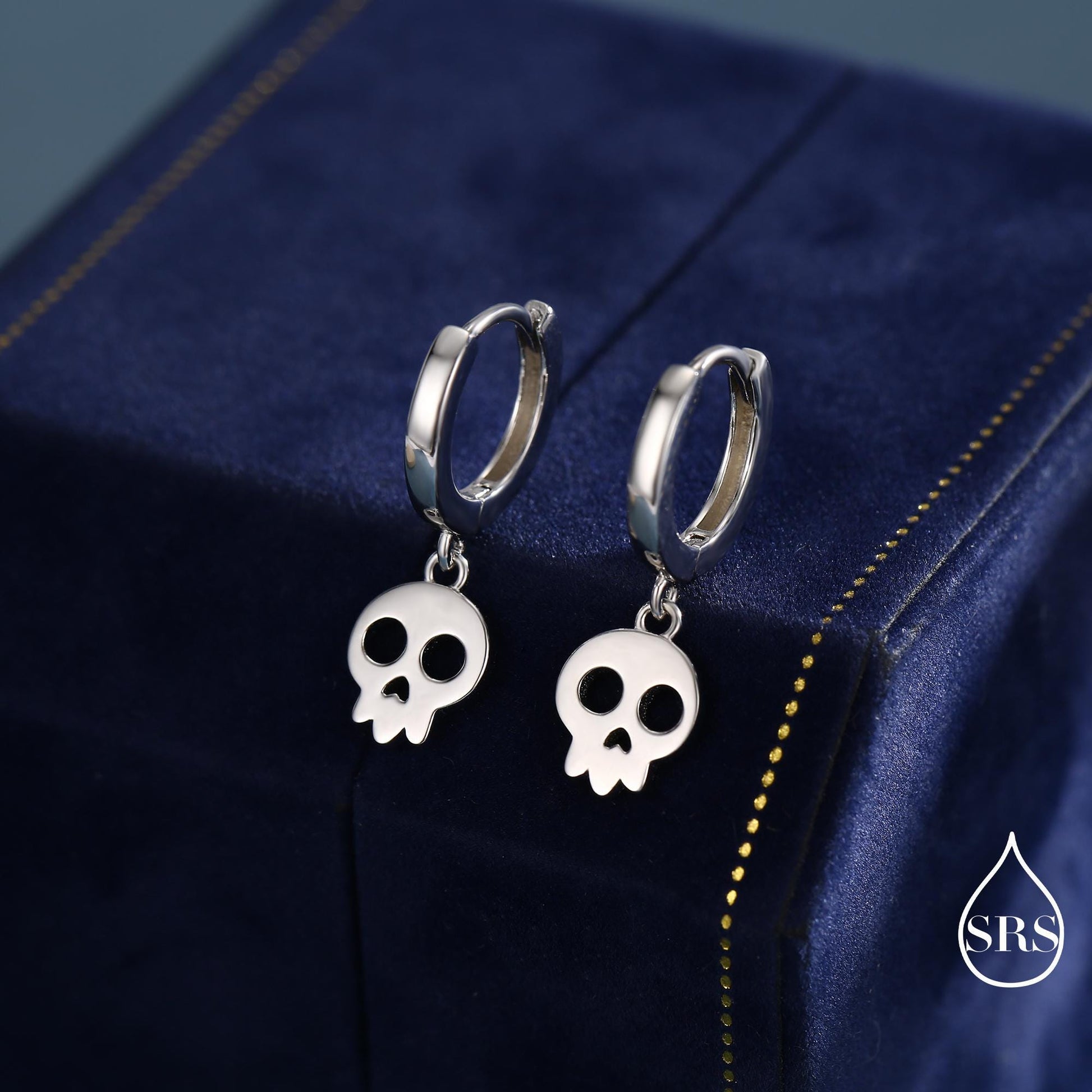 Skull Huggie Hoop Earrings in Sterling Silver, Silver, Gold or Rose Gold Finish, Silver Skull Hoops Earrings, Skull Earrings