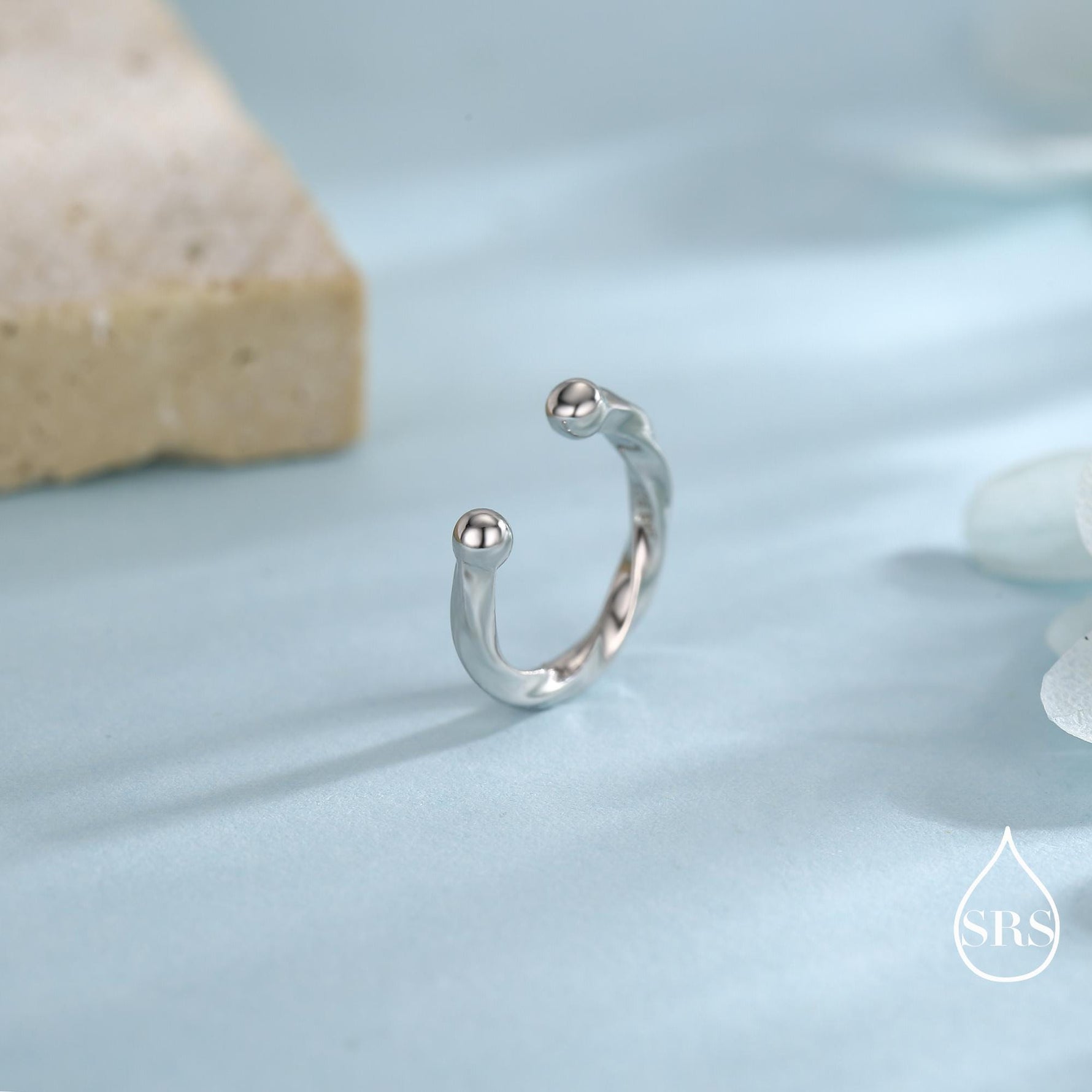Minimalist Twist Sterling Silver Ear Cuff, Wave Ear Cuff, Simple and Minimalist Earrings