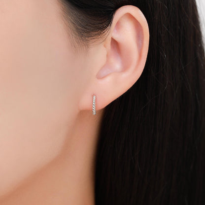 Sterling Silver Minimalist 8mm or 10mm Braided Huggie Hoops, Minimal Silver Twist Hoops, Intertwining Hoop Earrings, Dainty Hoops Earrings