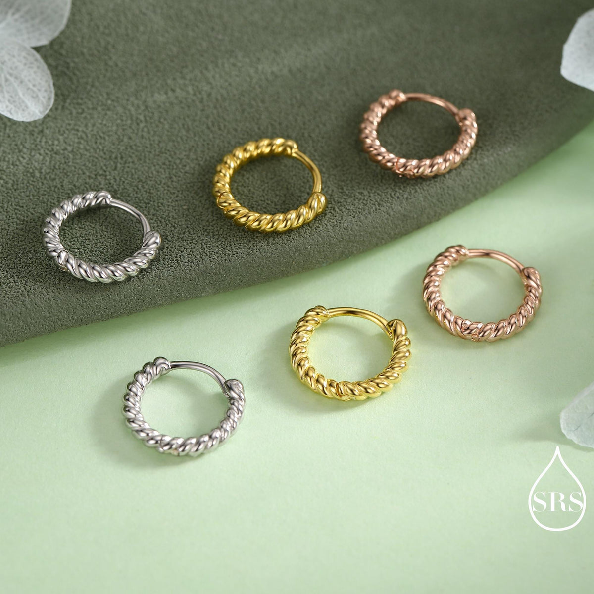 Sterling Silver Minimalist 8mm or 10mm Braided Huggie Hoops, Minimal Silver Twist Hoops, Intertwining Hoop Earrings, Dainty Hoops Earrings