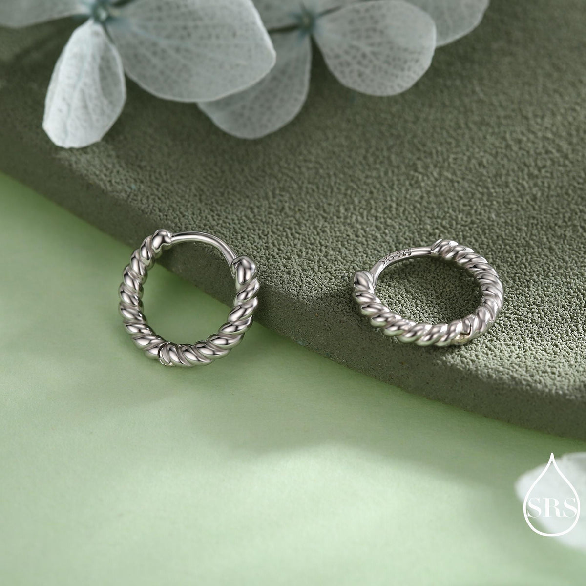Sterling Silver Minimalist 8mm or 10mm Braided Huggie Hoops, Minimal Silver Twist Hoops, Intertwining Hoop Earrings, Dainty Hoops Earrings