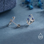 Sterling Silver Delicate Bluebell Flower Stud Earrings with Enamel, Dainty Bluebell Flower Earrings, Snowdrop Earrings, Spring Flowers