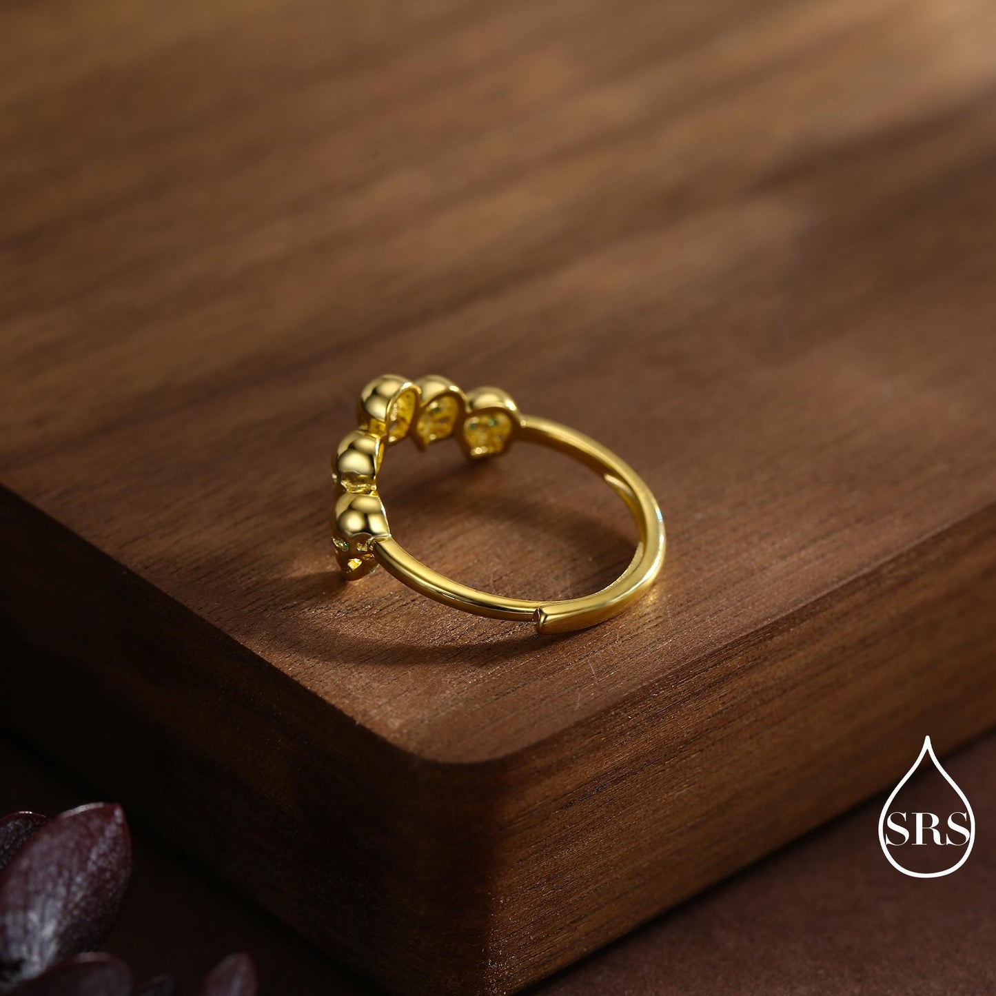 Sterling Silver Skull Motif Ring with Emerald Green CZ, Silver Skull V Shape Ring, Tiny Skull Chevron Adjustable Skeleton Ring