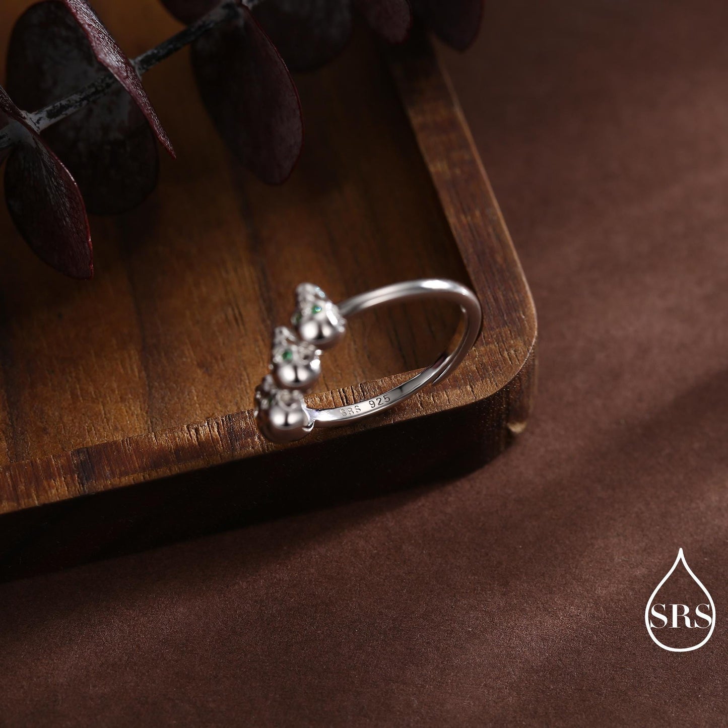 Sterling Silver Skull Motif Ring with Emerald Green CZ, Silver Skull V Shape Ring, Tiny Skull Chevron Adjustable Skeleton Ring