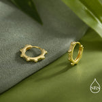 Dotted Huggie Hoop in Sterling Silver, 8mm Huggie Hoops, Geometric Beaded Hoop Earrings, Gold or Silver
