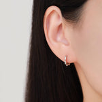 Dotted Huggie Hoop in Sterling Silver, 8mm Huggie Hoops, Geometric Beaded Hoop Earrings, Gold or Silver