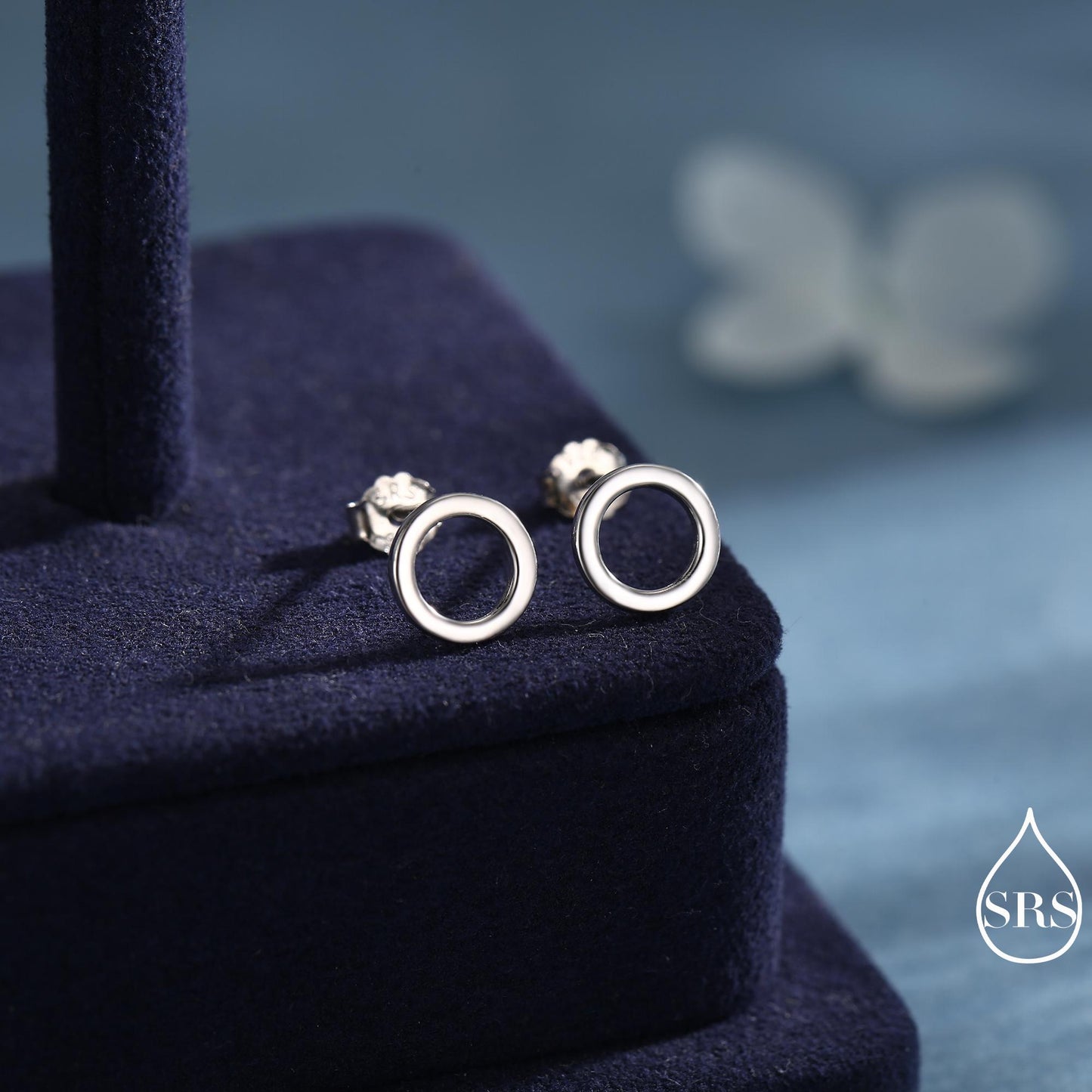 Sterling Silver Open Circle Stud Earrings, Silver and Gold, Delicate and Dainty Geometric Jewellery, Minimalist Design