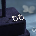 Sterling Silver Open Circle Stud Earrings, Silver and Gold, Delicate and Dainty Geometric Jewellery, Minimalist Design