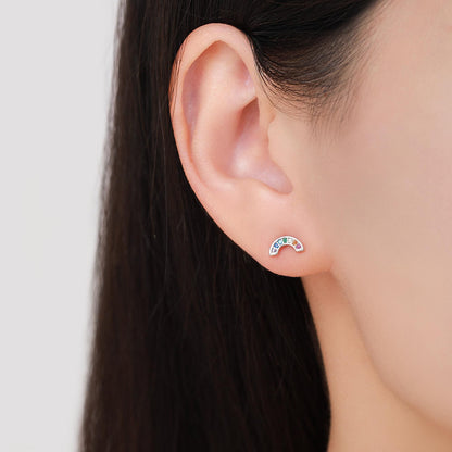Sterling Silver CZ Crystal Rainbow Stud Earrings, Gold and Silver, Cute and Quirky Jewellery