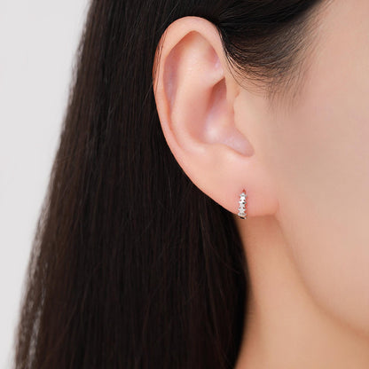 Star Motif Huggie Hoop Earrings in Sterling Silver, Star Hoop Snug Earrings, 8mm Hoop, Silver or Gold, Geometric Design