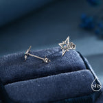 North Star Opal Stud Earrings in Sterling Silver - Gold or Silver - Opal Starburst Earrings - Petite Stud Earrings