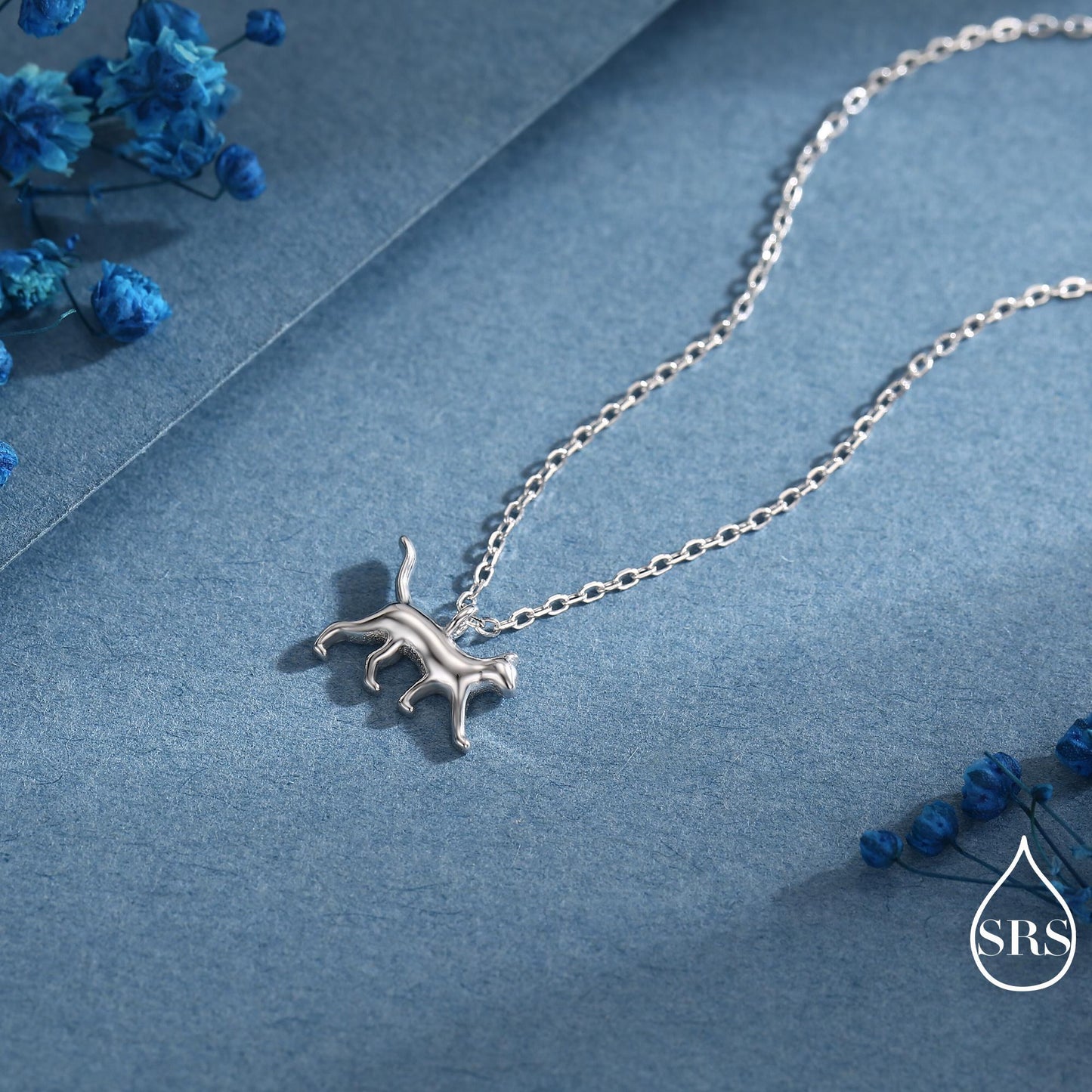 Cat Pendant Necklace in Sterling Silver, Cat Necklace, Nature Inspired Jewellery, Dainty and Delicate