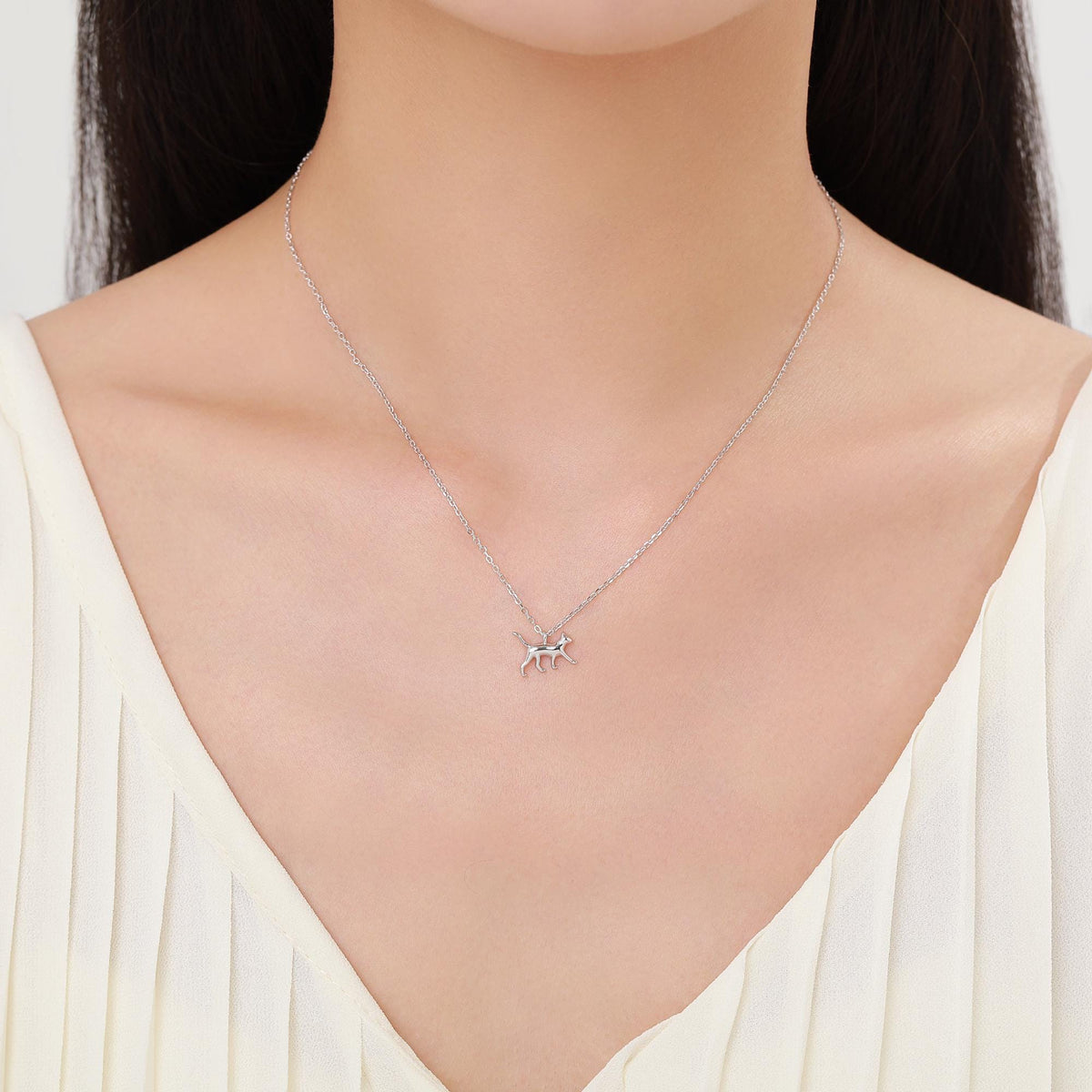 Cat Pendant Necklace in Sterling Silver, Cat Necklace, Nature Inspired Jewellery, Dainty and Delicate