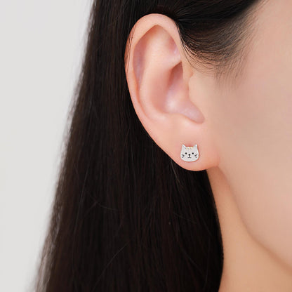 Orange Tabby Cat Stud Earrings in Sterling Silver, Cute Cat Earrings, Silver Cat Earrings, Nature Inspired Animal Earrings