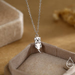Otter Pendant Necklace in Sterling Silver, Cute Otter Necklace, Silver Otter Necklace, Woodland Animal Necklace