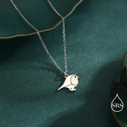 Robin Bird Pendant Necklace in Sterling Silver, Silver Animal Pendant, Nature Inspired Jewellery, Bird Necklace