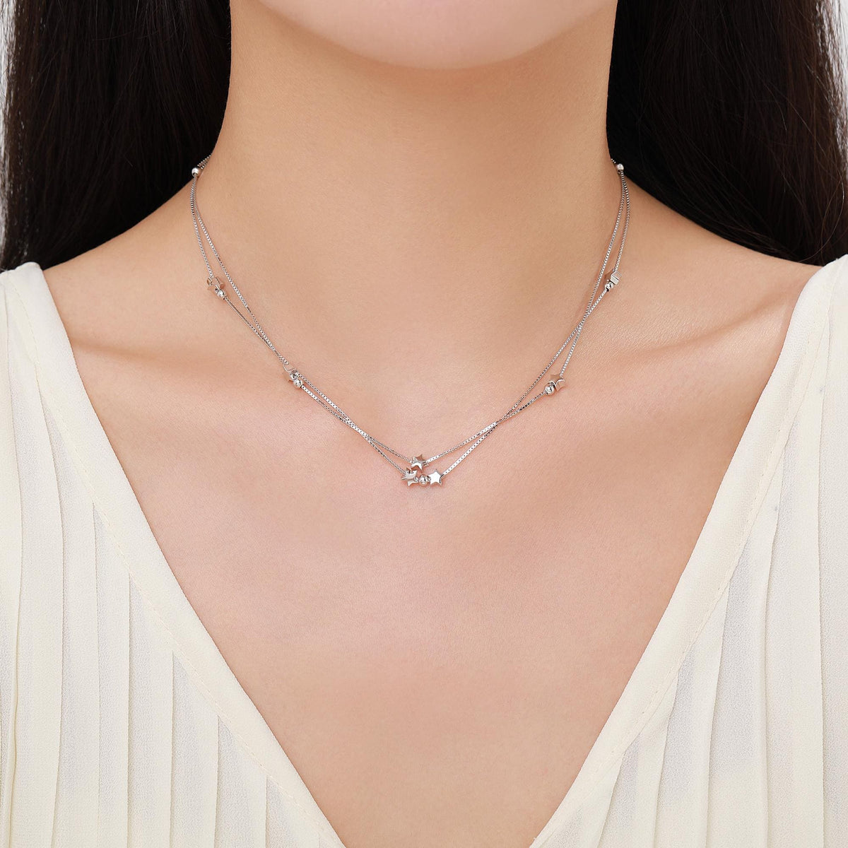 Sterling Silver Tiny Little Twinkle Stars Charm Bracelet, Anklet or Necklace - Adjustable - Sweet, Cute and Whimsical jewellery