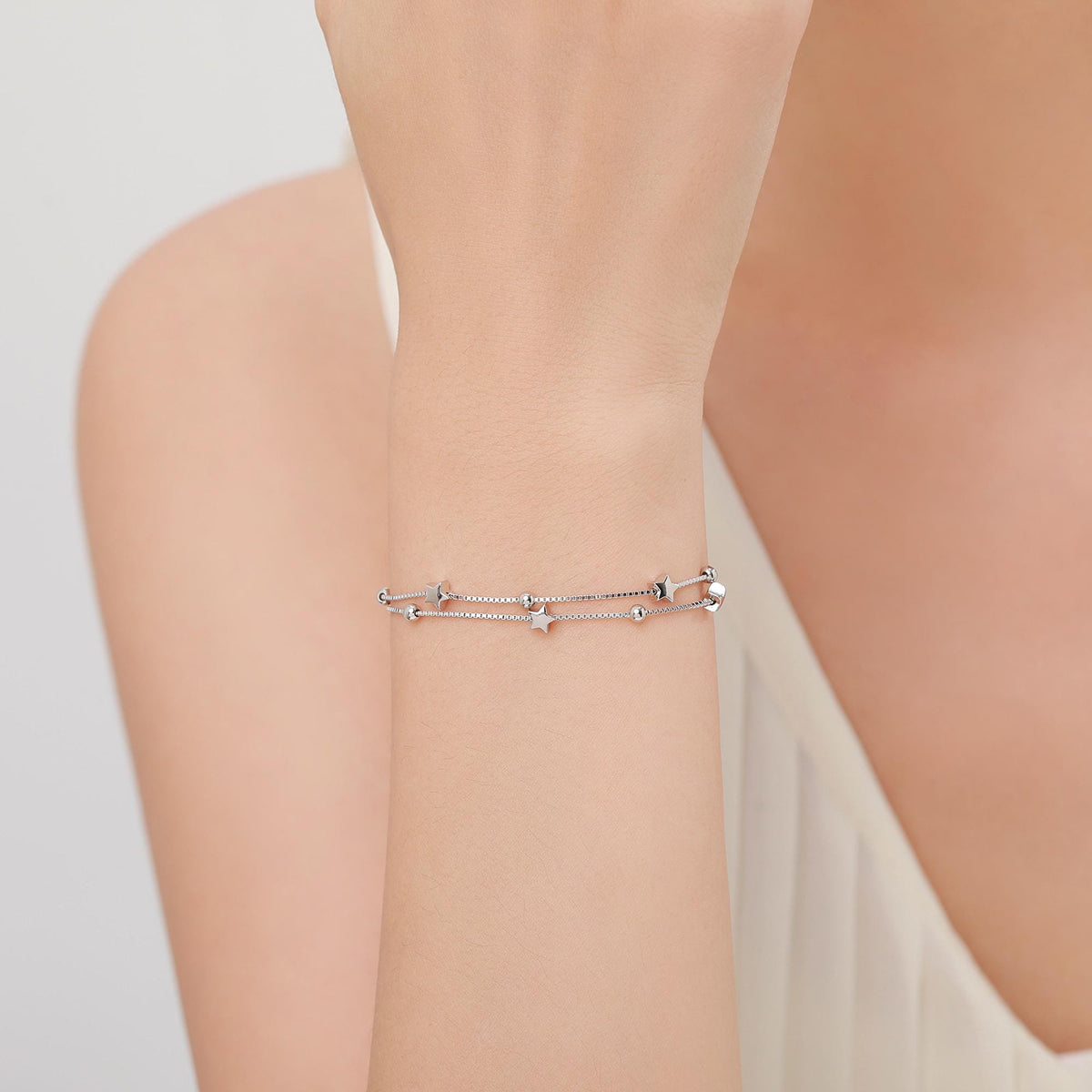 Sterling Silver Tiny Little Twinkle Stars Charm Bracelet, Anklet or Necklace - Adjustable - Sweet, Cute and Whimsical jewellery